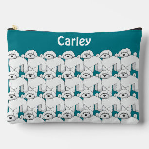 Floofy White Puppy Pattern Personalised Accessory Pouch
