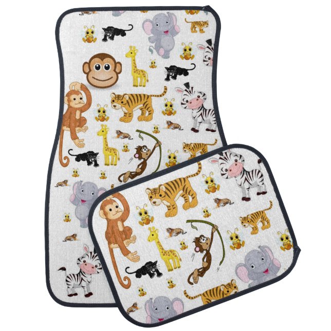 Floor car mats Elephants Monkey Tiger (Set)