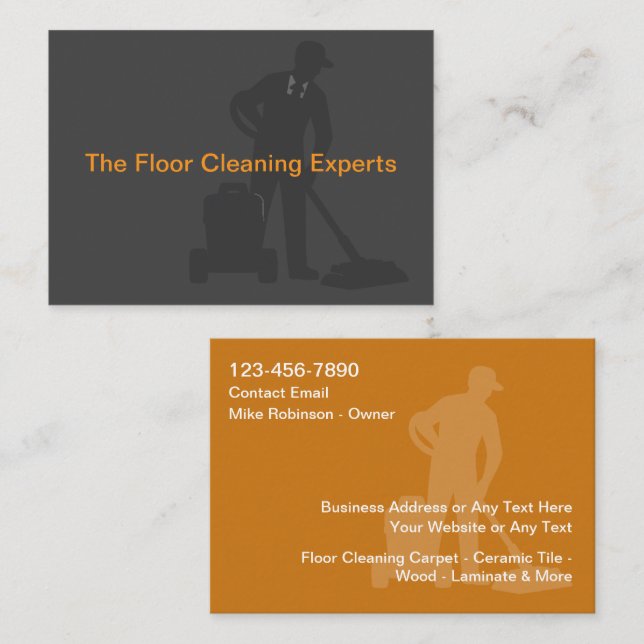 Floor Cleaning Services Modern Business Cards (Front/Back)