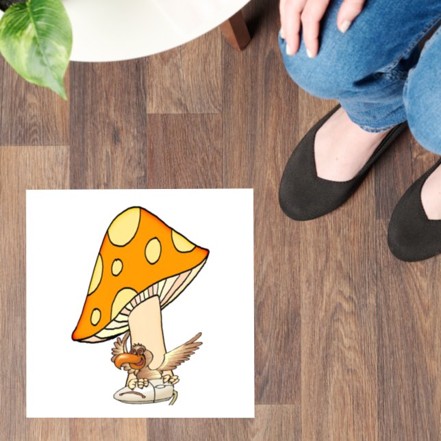 Floor Decal Bird Mushroom Floral  (Floor)