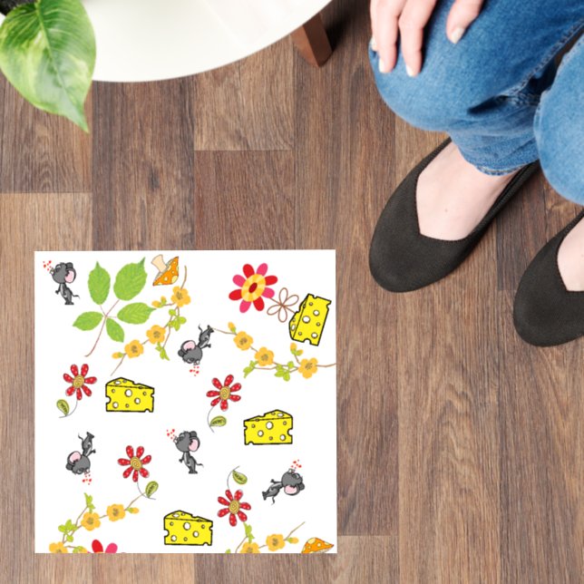 Floor Decal Cheese Mice Mouse Floral  (Floor)