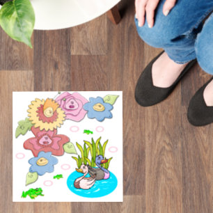 Floor Decal Frog Ducks Floral
