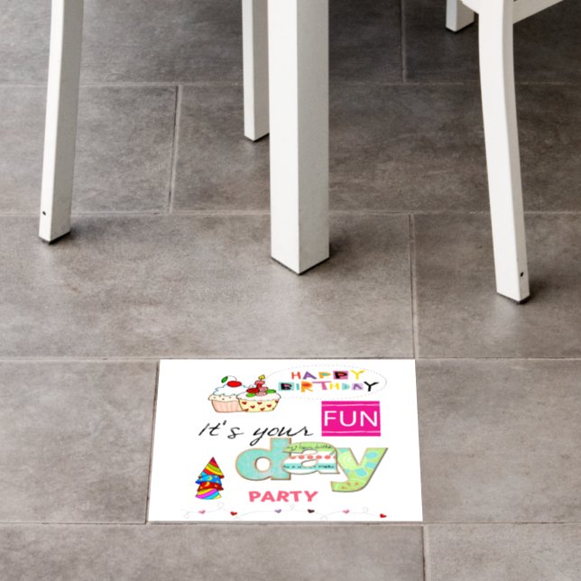 Floor Decal FUN Cupcake Happy Birthday  (Restaurant)
