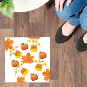 Floor Decal Leaves Pumpkin Mice Floral