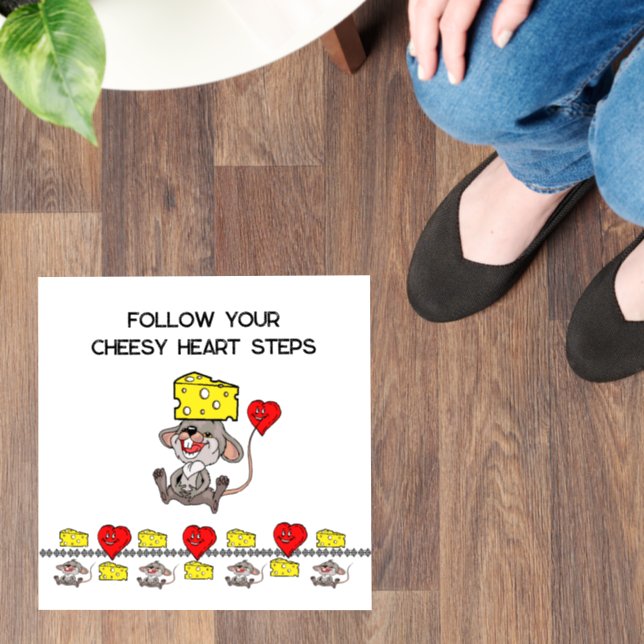 Floor Decal Mice Mouse Cheesy Heart Floral  (Floor)