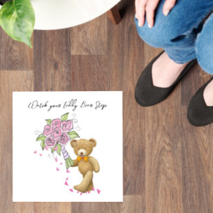 Floor Decal Teddy Bear Floral
