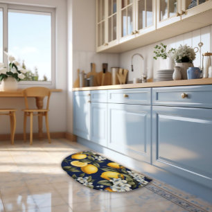 Floor Mat Mediterranean Navy Lemons and Blooms