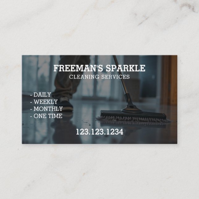 Floor Mopping in Modern Interior Cleaning Service Business Card (Front)