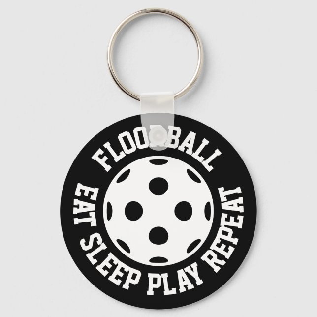 Floorball fan keychain. Eat Sleep Play Repeat Keychain (Front)