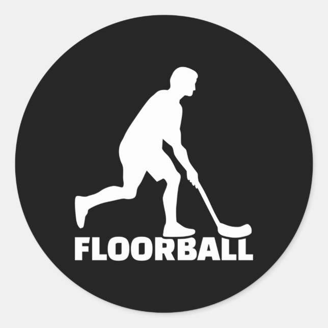 Floorball Player Classic Round Sticker (Front)