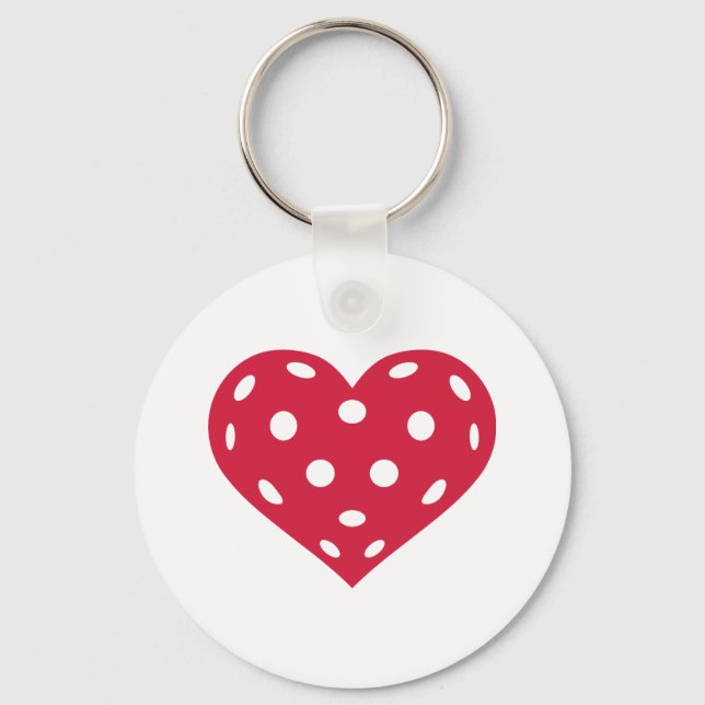 Floorball red heart keychain (Front)
