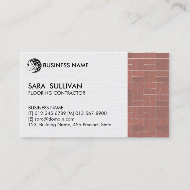Flooring Contractor Construction Business Card (Front)