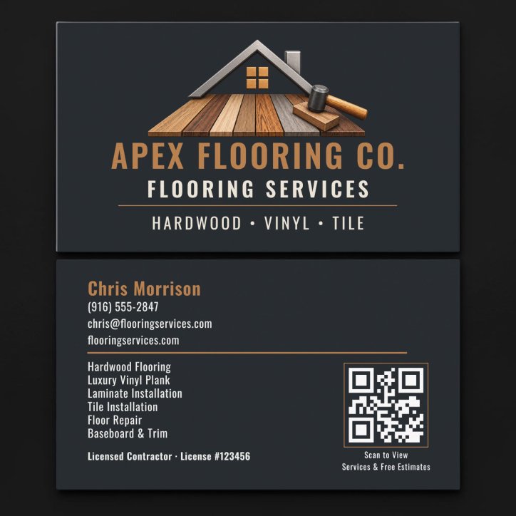 Flooring QR Code Professional Services Business Card