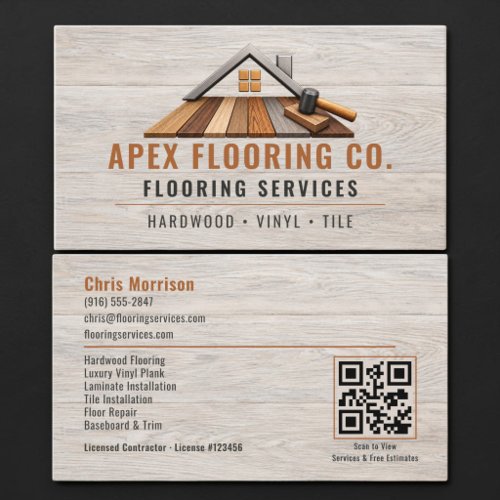 Flooring Wood QR Code Professional Business Card
