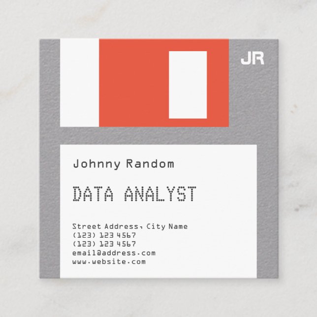 Floppy disc disquette faux look crafted square business card (Front)