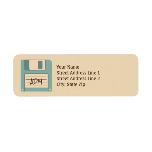 Floppy Disc Retro Style Monogram Return Address Label