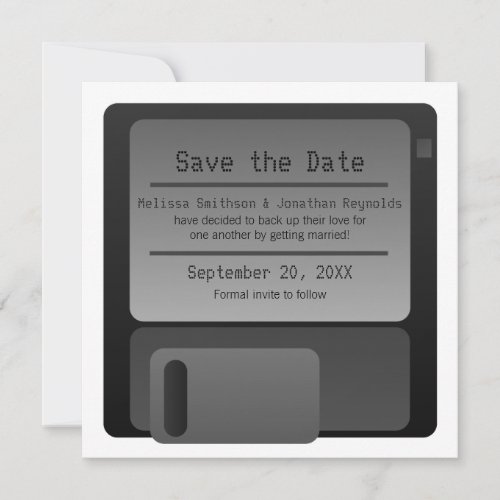 Floppy Disc Save the Date Announcement Gray