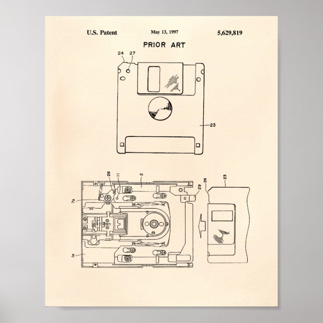 Floppy Disk 1997 Patent Art - Old Peper Poster (Front)