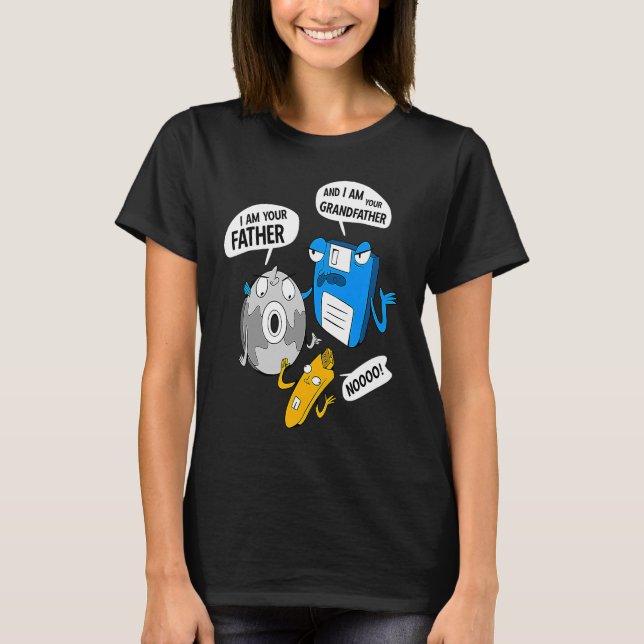 Floppy Disk CD USB Stick Funny Computer Nerd T-Shirt (Front)