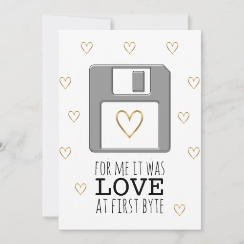 Floppy Disk Computer Love at First Byte Valentine  Holiday Card