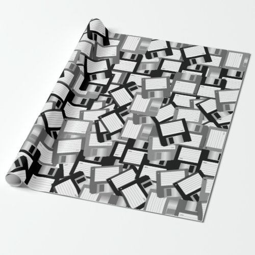 Floppy Disk Computer Science Engineer Monotone Wrapping Paper