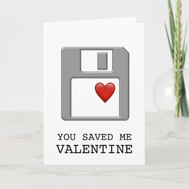 Floppy Disk Heart Valentine Computer Engineer Geek Holiday Card (Front)