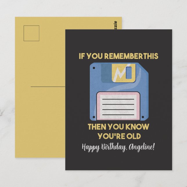 Floppy Disk: If you Remember this, You're Old Postcard (Front/Back)