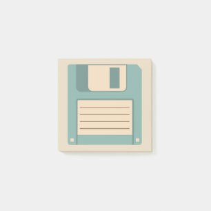 Floppy Disk Illustrated Blue and Tan Post-It Notes