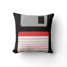 Floppy Disk Pillow - black, silver and red