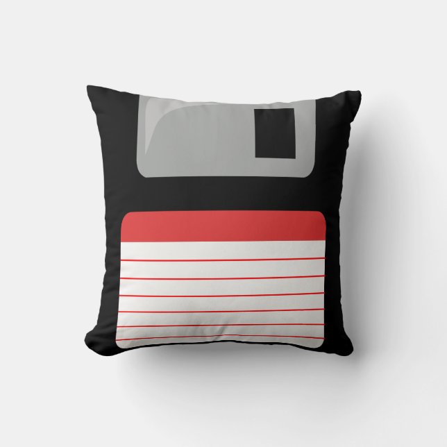 Floppy Disk Pillow - black, silver and red (Front)
