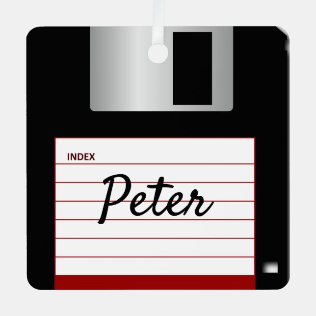 Floppy Disk Retro Computer Metal Square Ornament (Front)