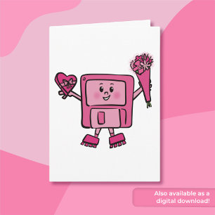 Floppy Disk Valentine with Binary Love Code Card