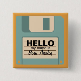 Floppy Diskette Personalized Name Badge Button
