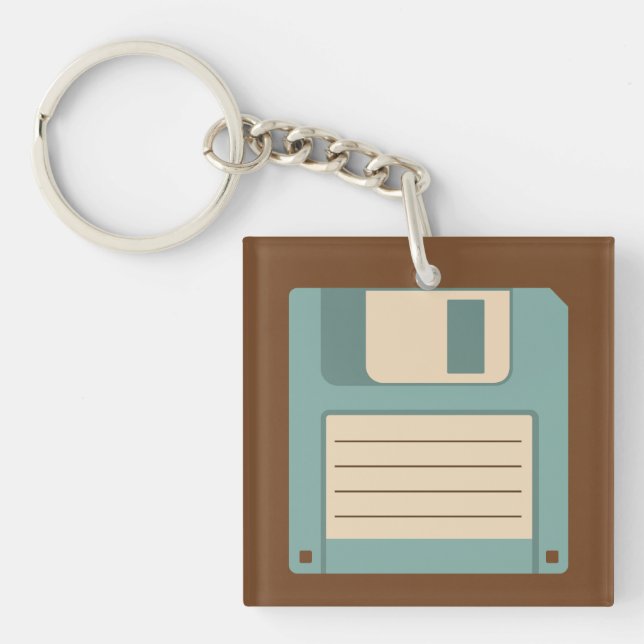 Floppy Diskette Vintage Technology Keychain (Front)