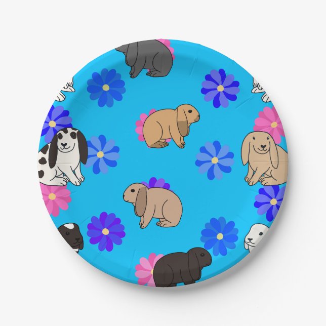 Floppy eared Rabbits Paper Plates (Front)