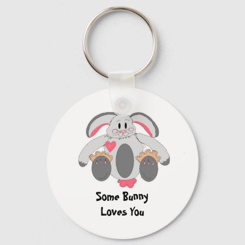 Floppy Rabbit With Saying Keychain