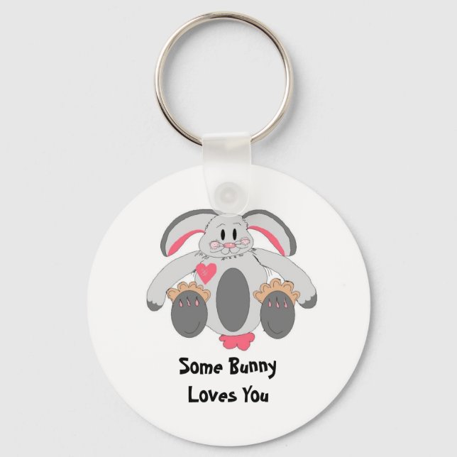 Floppy Rabbit With Saying Keychain (Front)