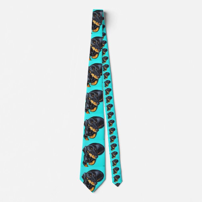 Floppy the Miniature Dachshund Painting Neck Tie (Front)
