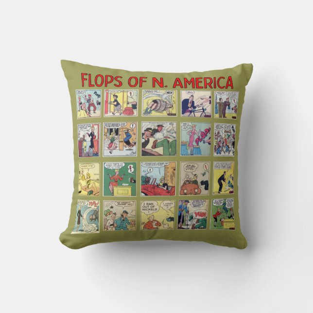 "Flops of N. America" Throw Pillow (Front)