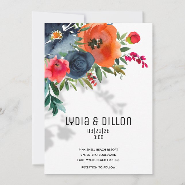 Flor Abundance Wedding Invitation (Front)