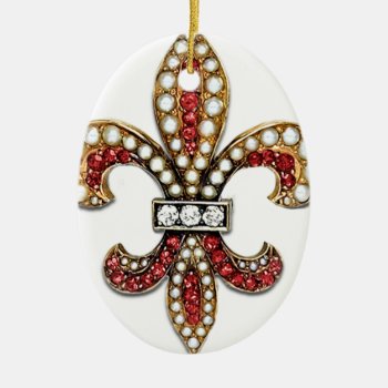 Flor De Lis Fleur De Lis Jewel New Orleans Ceramic Ornament by Lorriscustomart at Zazzle