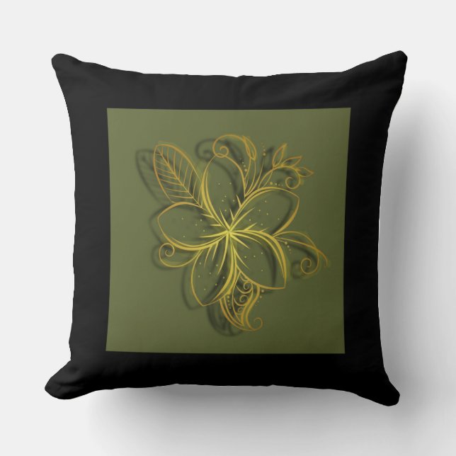 Flor Dourada Throw Pillow (Front)