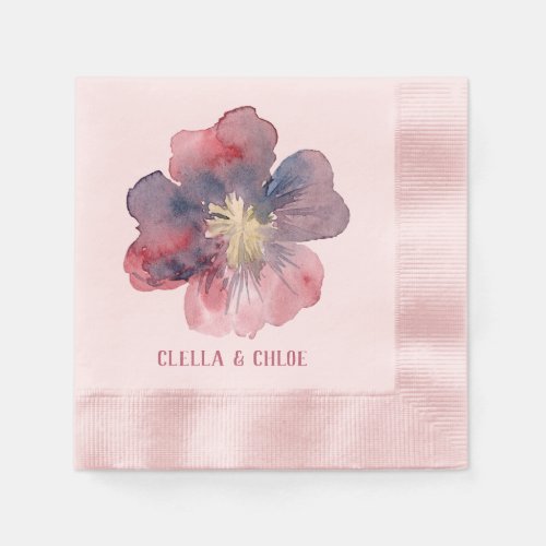 Flor Ever Blush  Navy Flower Cocktail Napkins