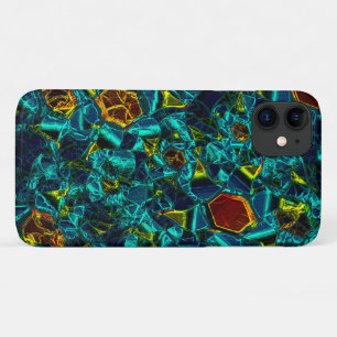 Flor virtual em azul gradiente, estilhaçada iPhone 11 case