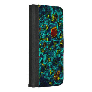 Flor virtual em azul gradiente, estilhaçada iPhone 8/7 plus wallet case