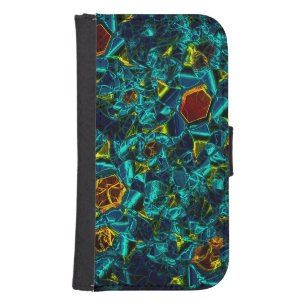 Flor virtual em azul gradiente, estilhaçada galaxy s4 wallet case