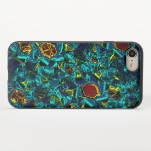 Flor virtual em azul gradiente, estilhaçada iPhone 8/7 slider case