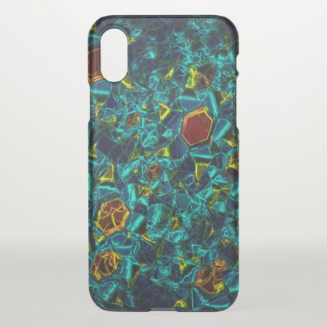 Flor virtual em azul gradiente, estilhaçada uncommon iPhone case (Back)