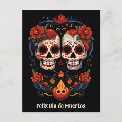   Flor y Calavera Tribute to Dia de Muertos  Postcard