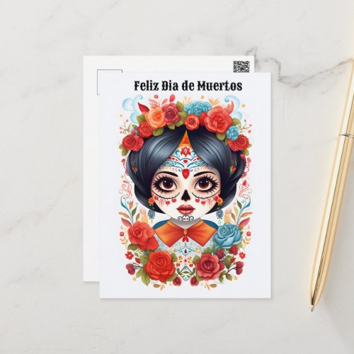   Flor y Calavera Tribute to Dia de Muertos  Postcard